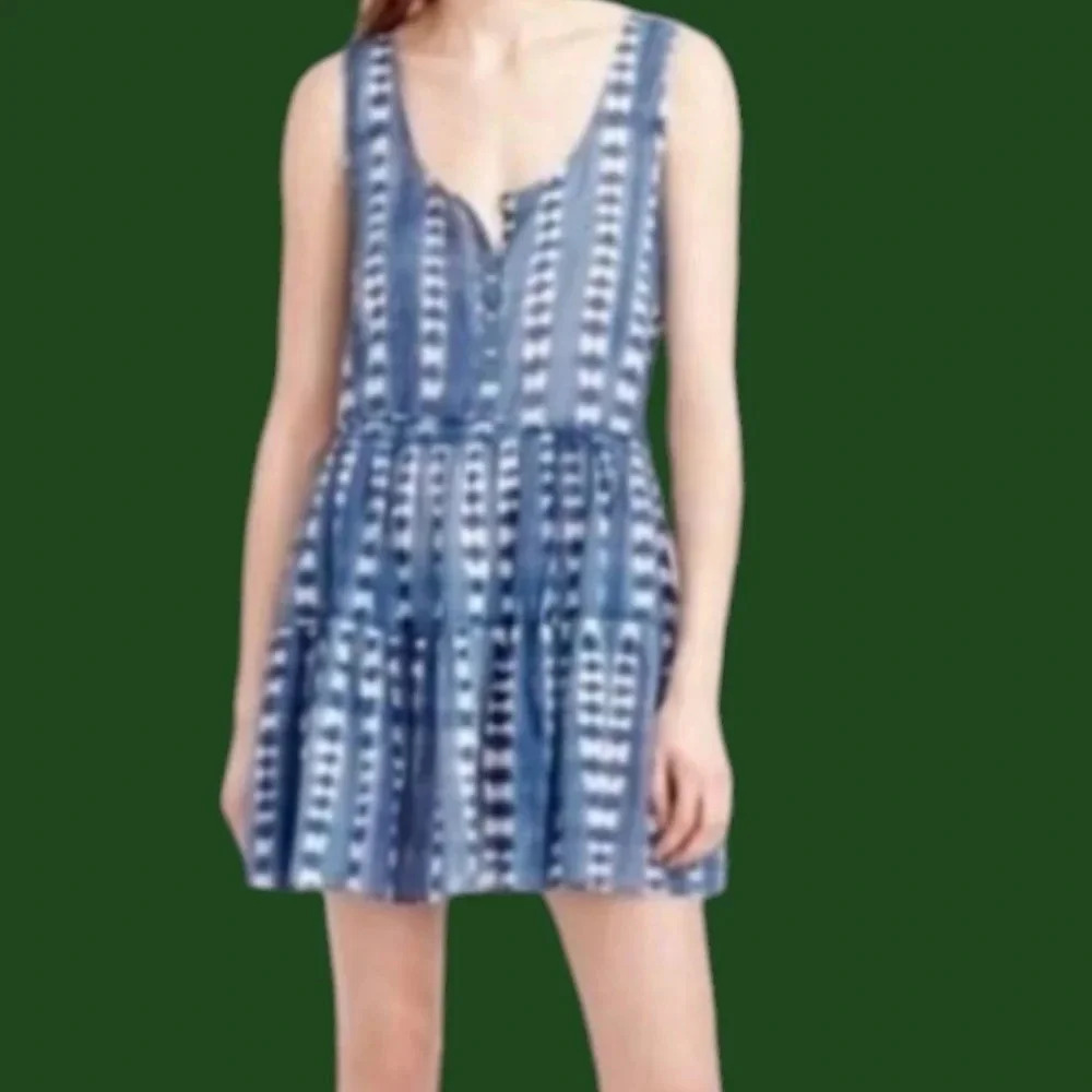 J.Crew gauzy tiered dress coastal boho size mediun blue color
